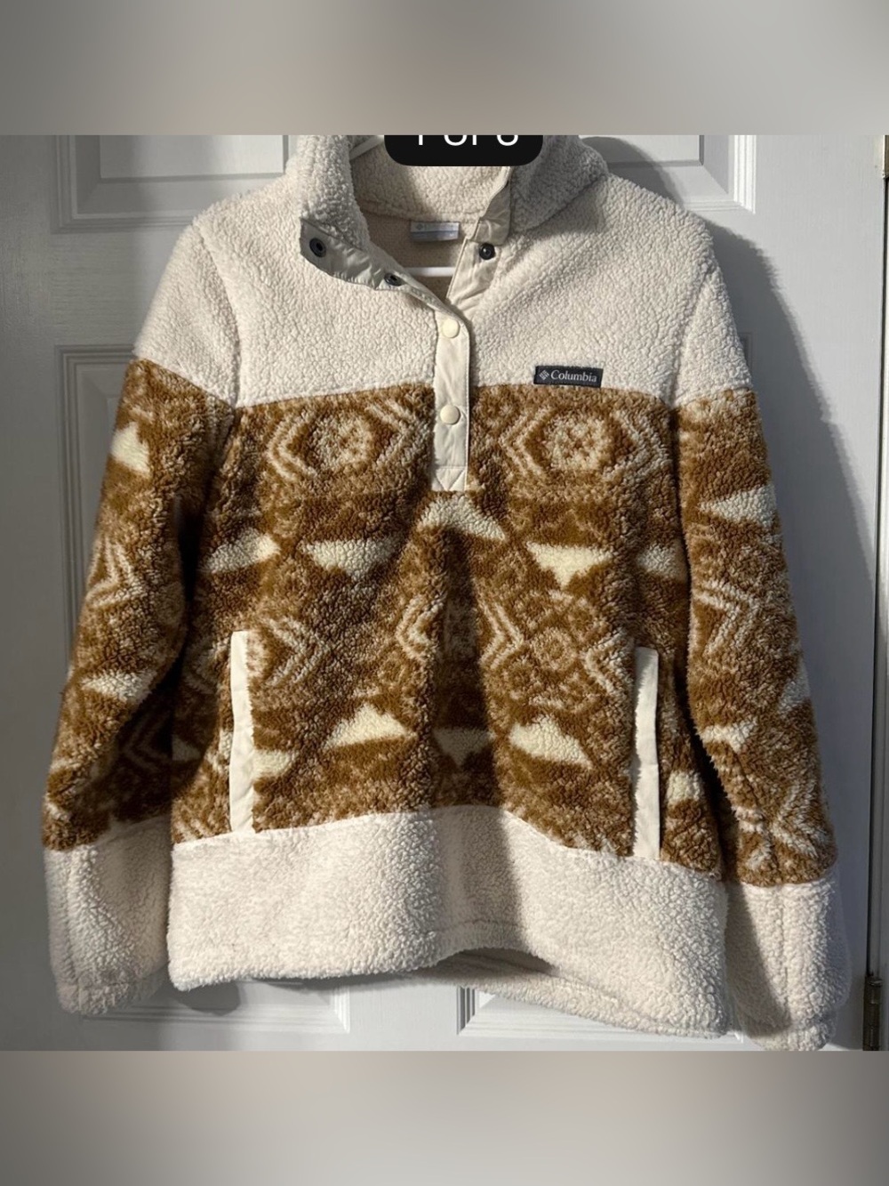 Columbia Cream & Brown Fleece pullover
